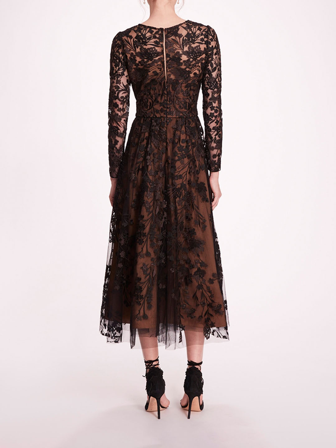 LONG SLEEVE TULLE MIDI DRESS - 2