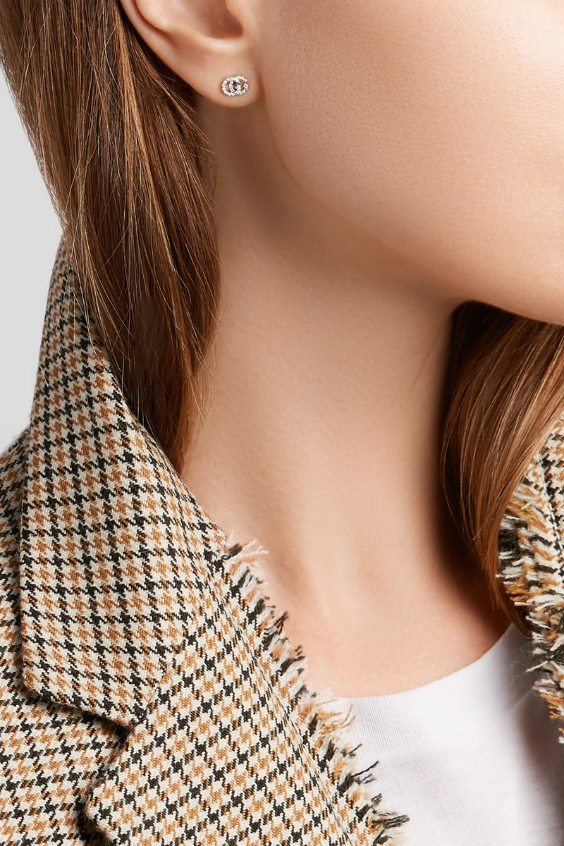 GUCCI 18-karat white gold diamond earrings outlook