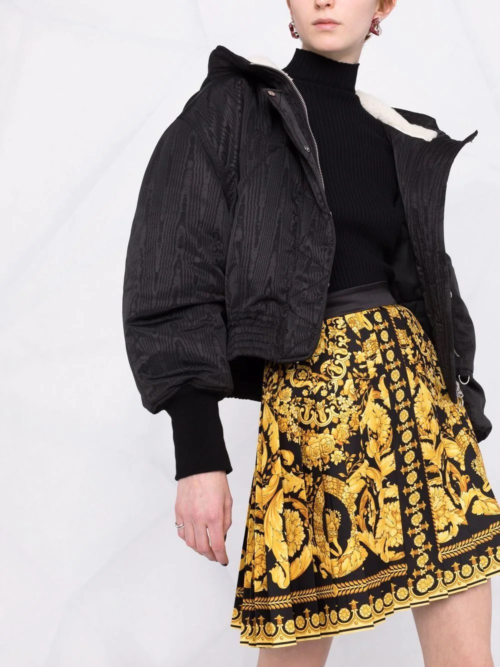 baroque-print pleated skirt - 5