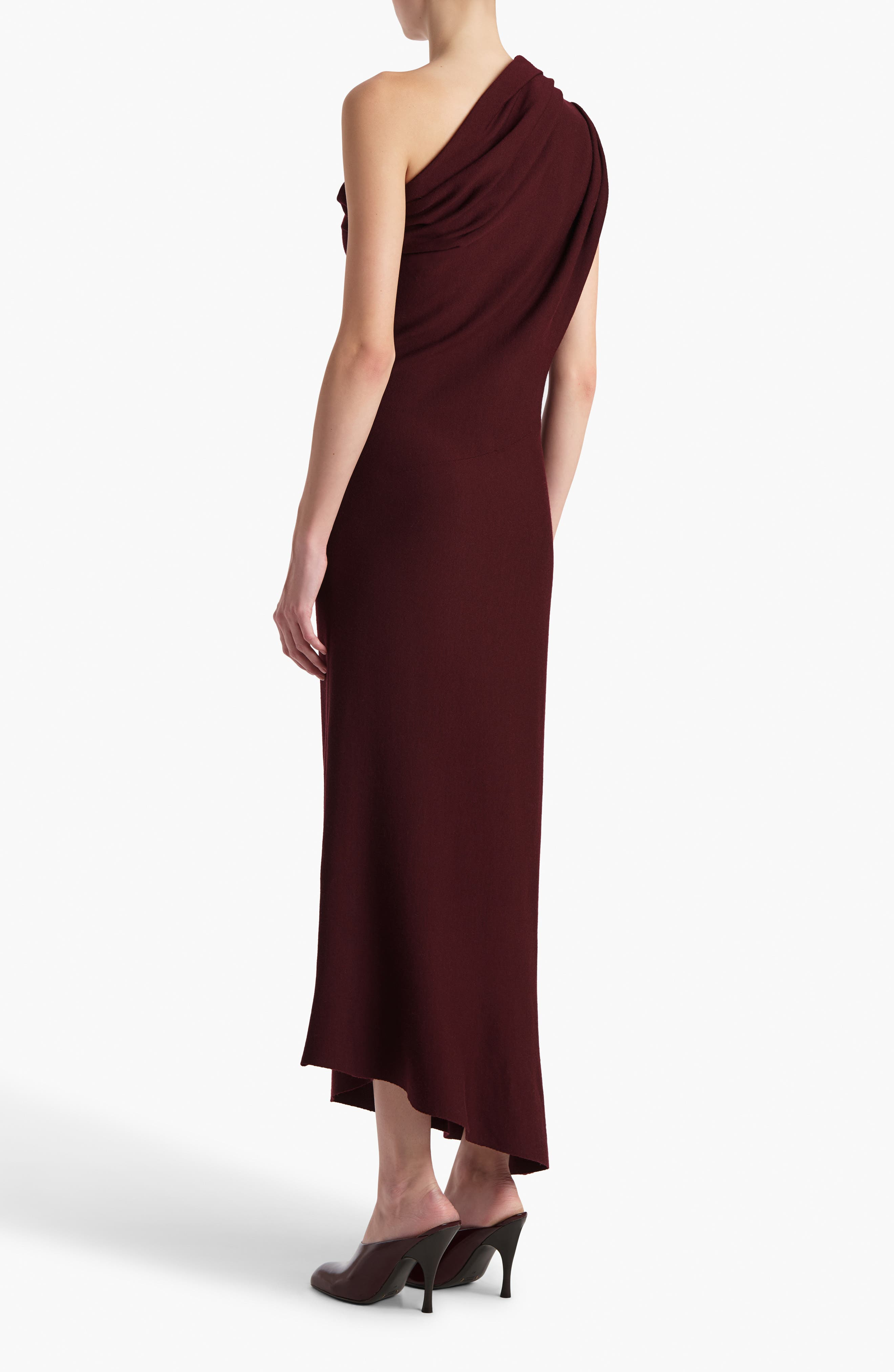 Khaite Coast One Shoulder Wool Blend Dress in Jam at Nordstrom - 2