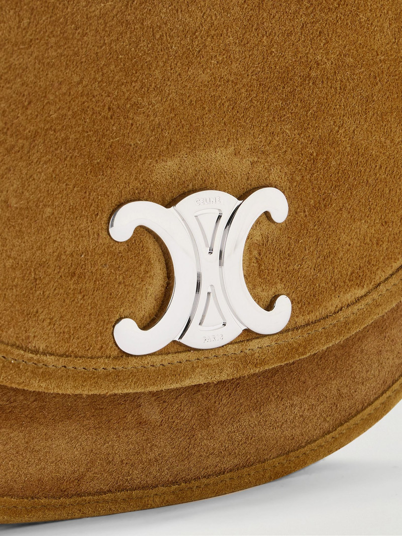 Triomphe Medium Suede Messanger Bag Brown 4