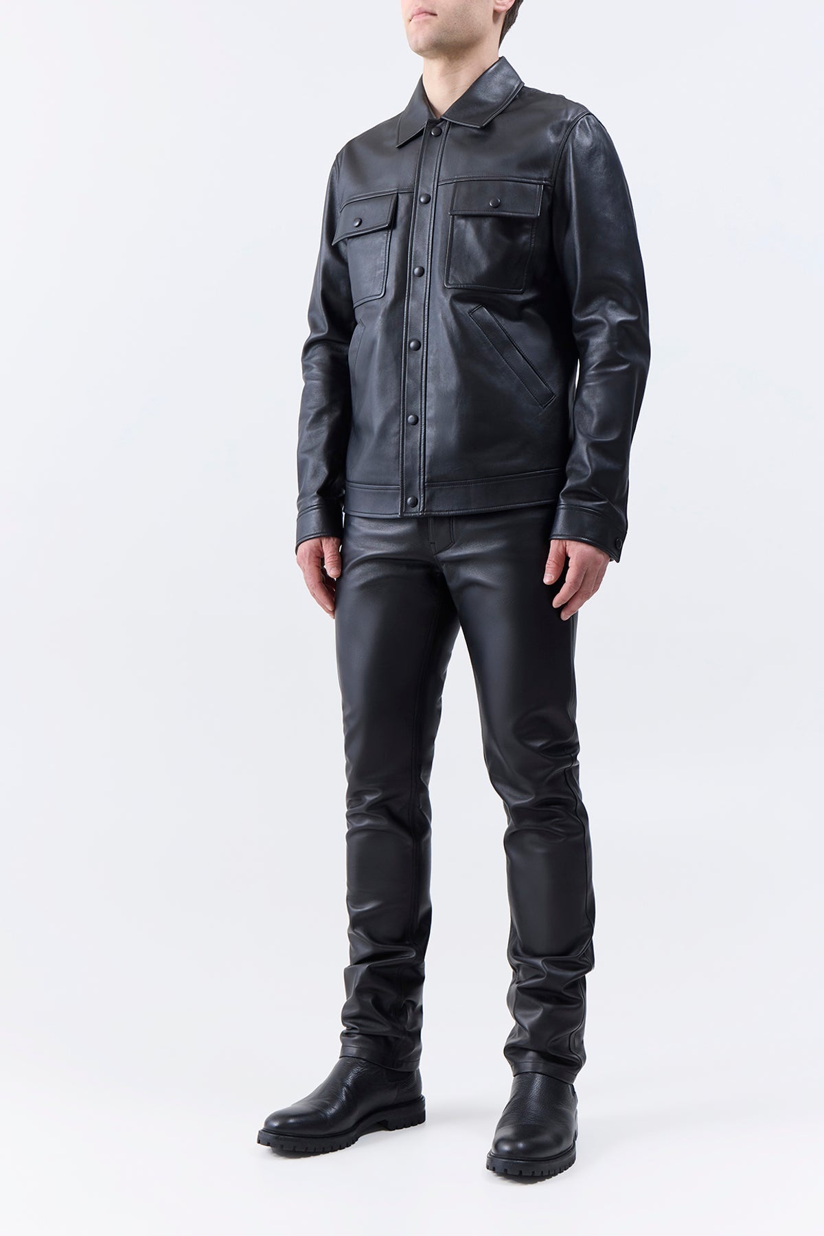 Levy Jacket in Black Nappa Leather - 4