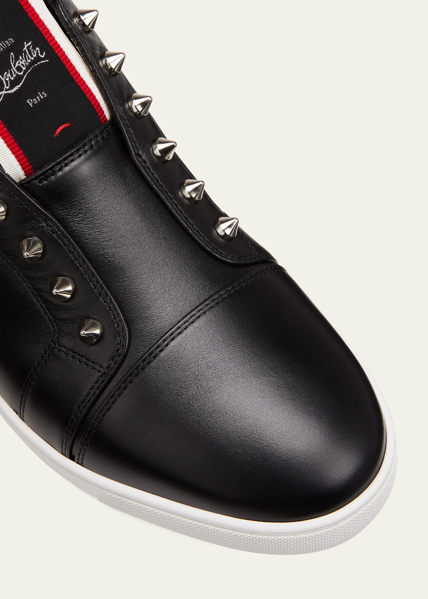 Men's Spiked Leather Slip-On Sneakers - 5