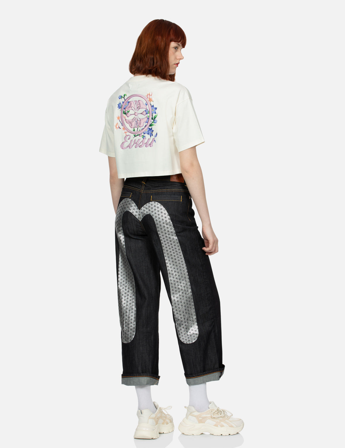 KAMON AND WISTERIA PRINT CROPPED T-SHIRT - 3