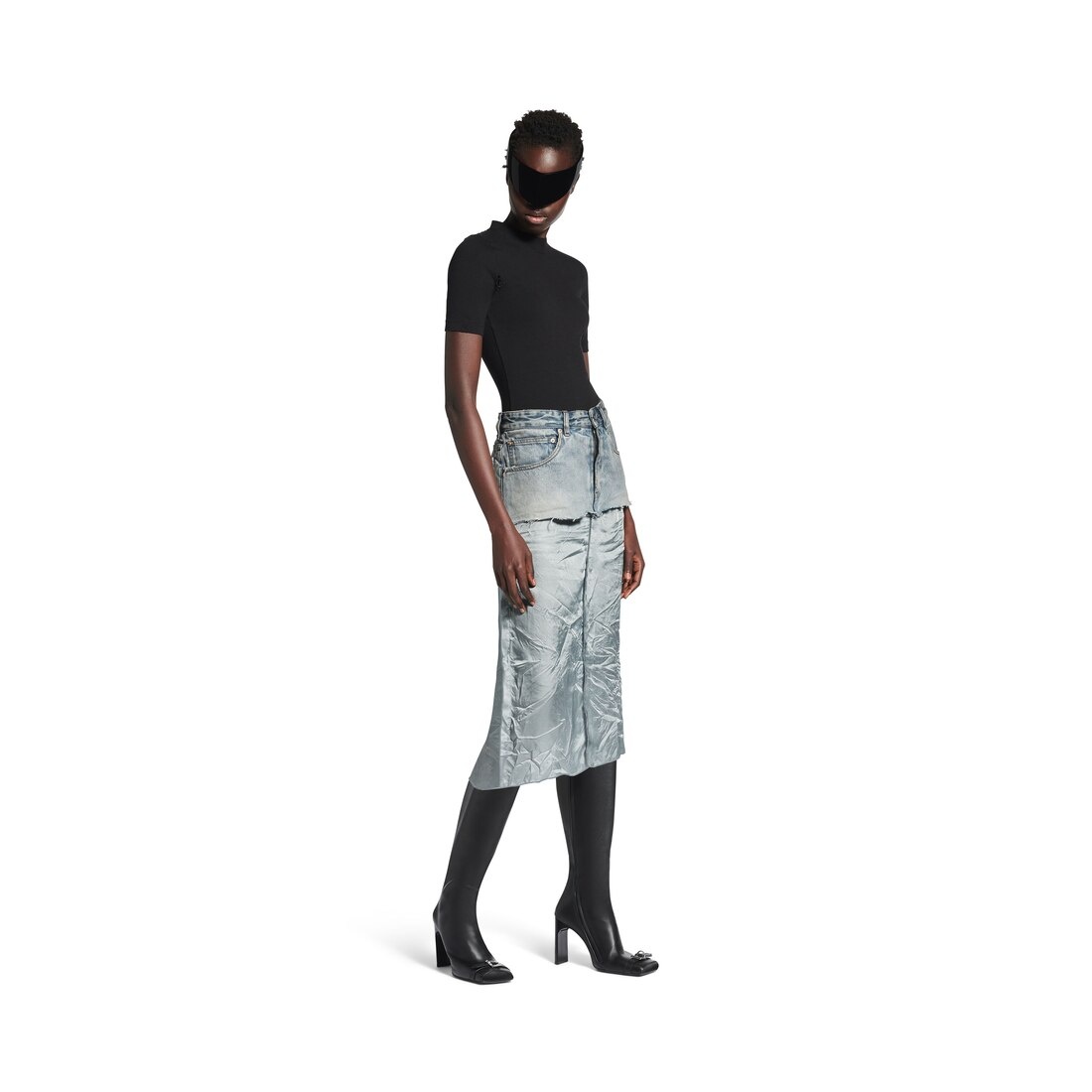 Women's Ripped Off Skirt in Light Blue - 2