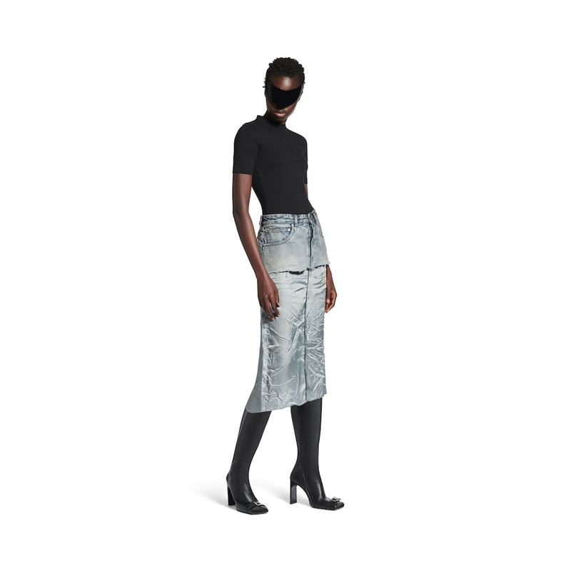 BALENCIAGA Women's Ripped Off Skirt in Light Blue outlook