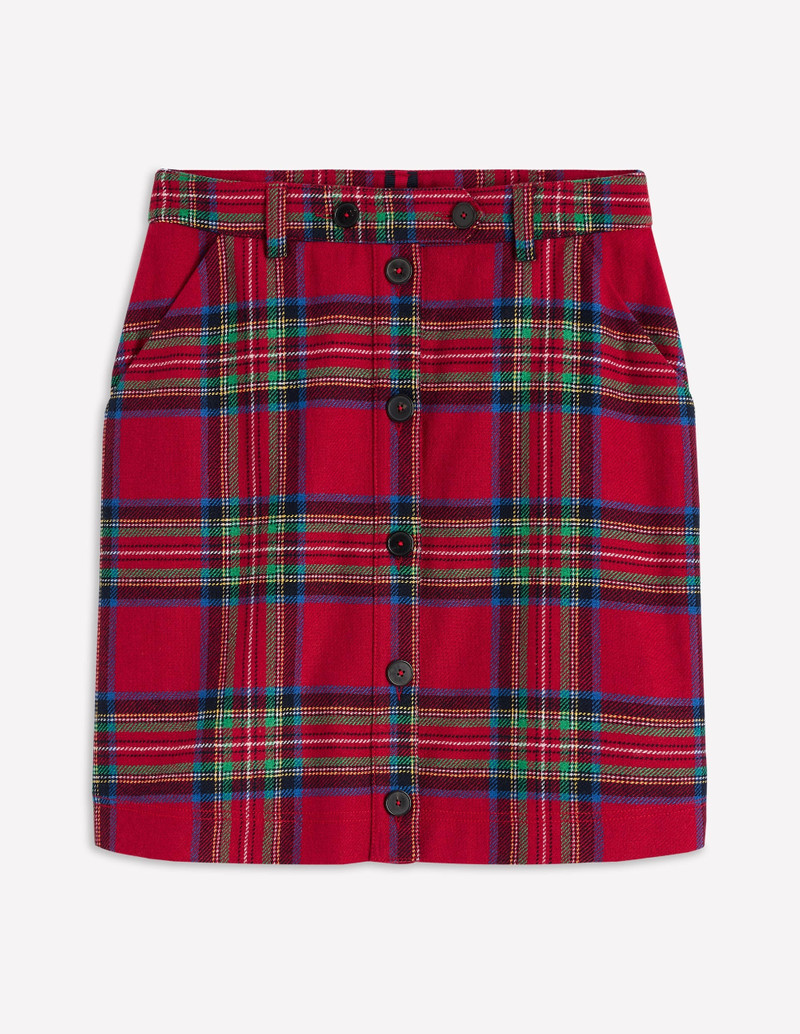 Cecelia Wool Skirt-Red, Blue and Green Check 1