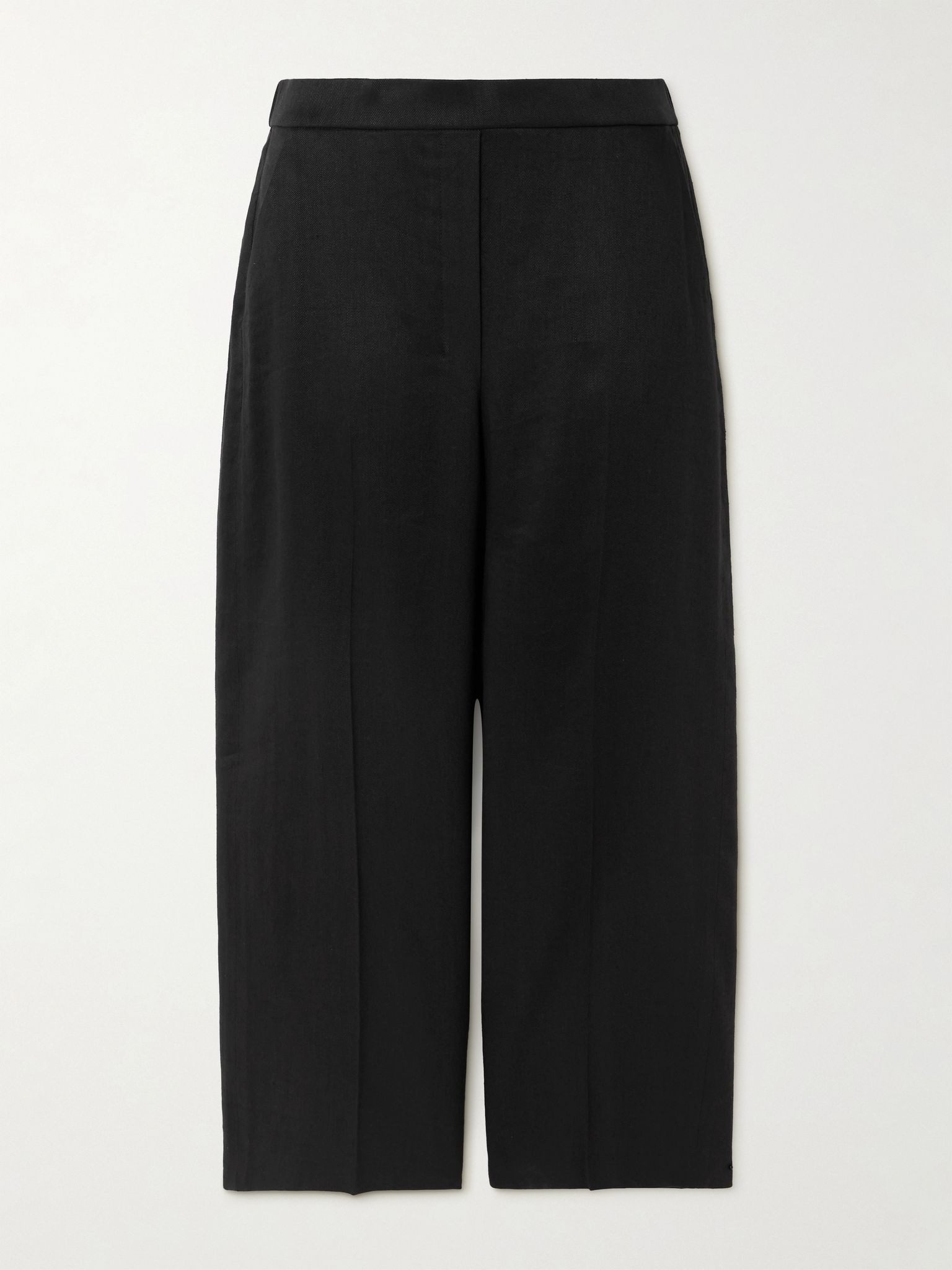 Relax cropped linen-blend twill straight-leg pants Black - 1