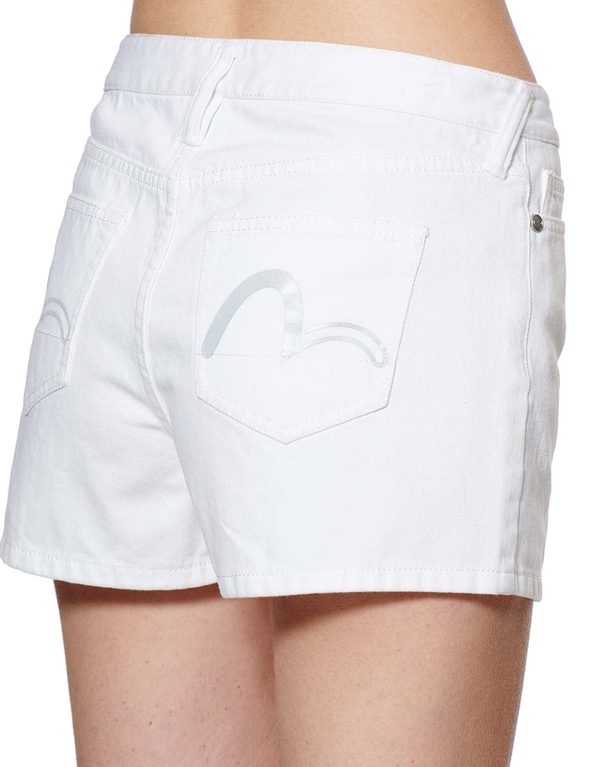 Denim Shorts with Asymmetric Pleated Skirt Overlay - 13