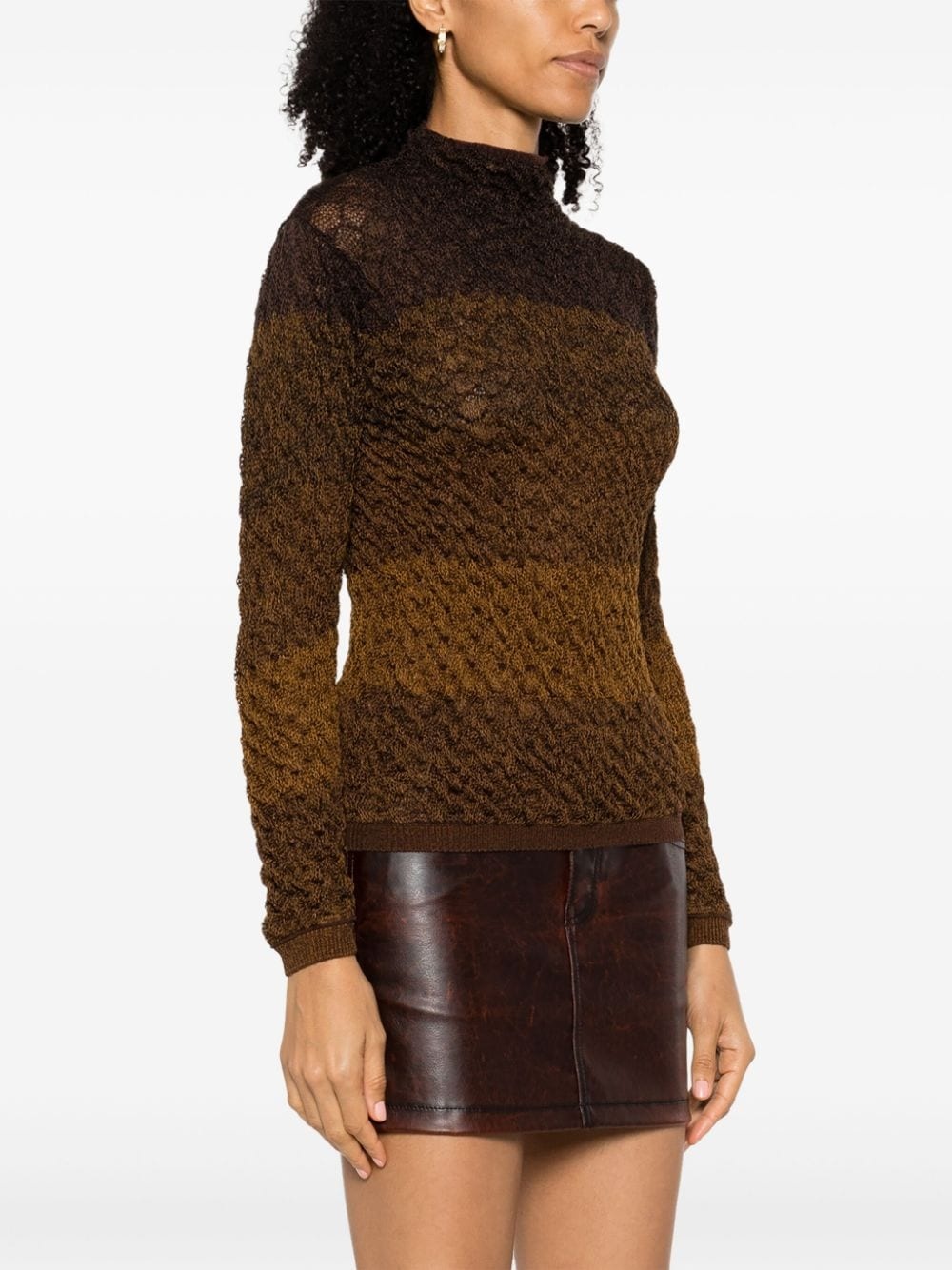 shirred-effect striped jumper - 3