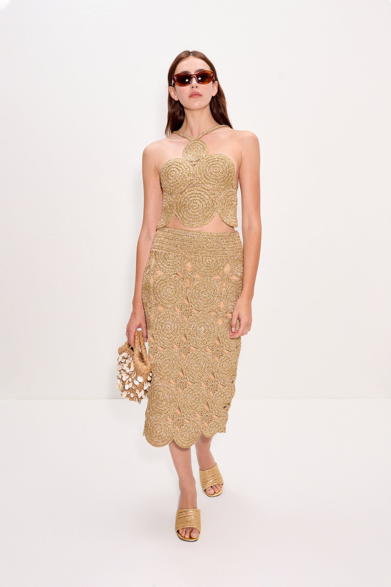 Beep Beep Midi Skirt In Star Gold 3