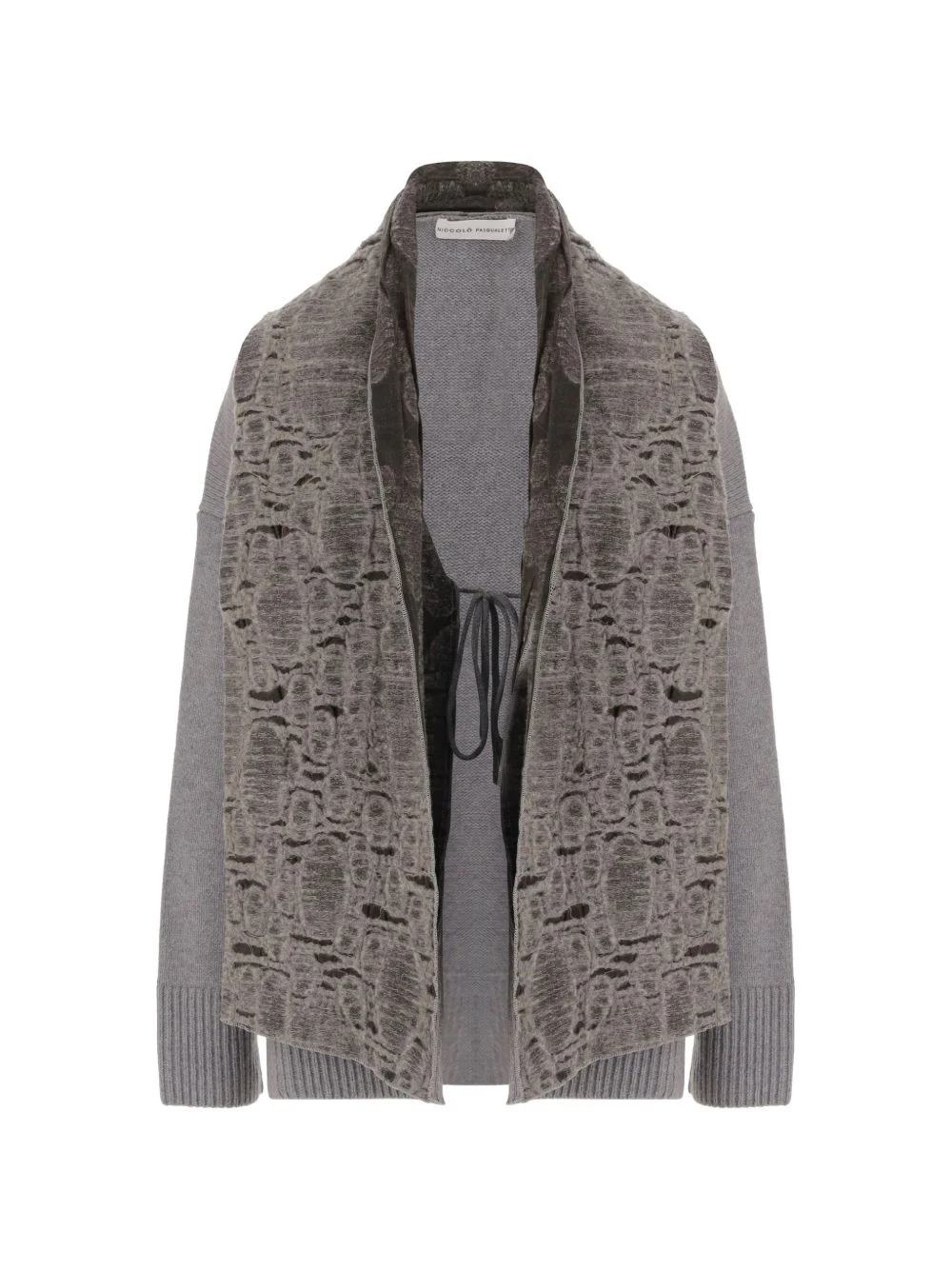 embroidered shawl-panel cardigan - 1
