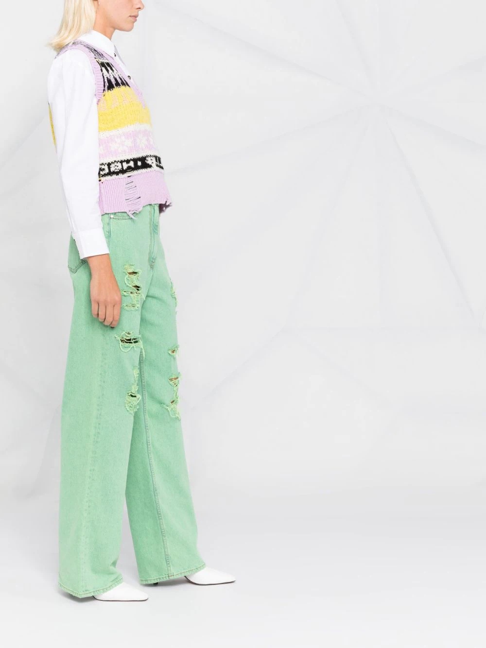 embroidered-logo distressed-effect jeans - 6