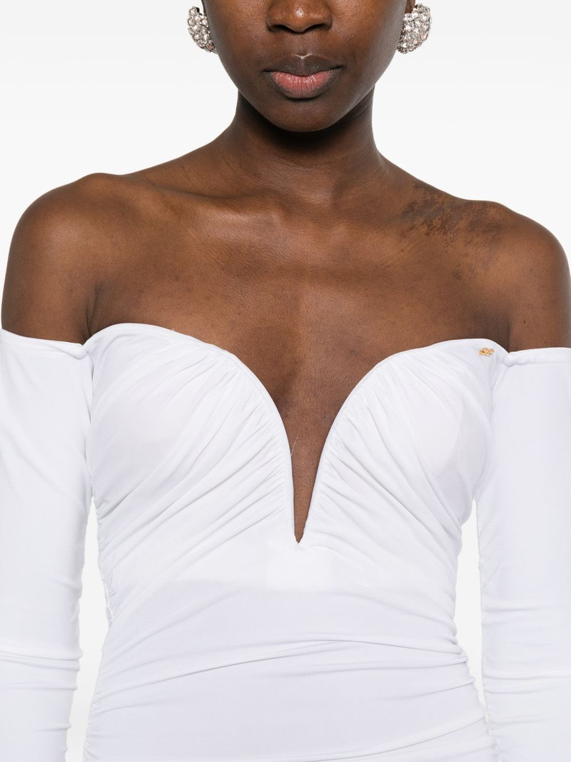 draped long-sleeved midi dress 5