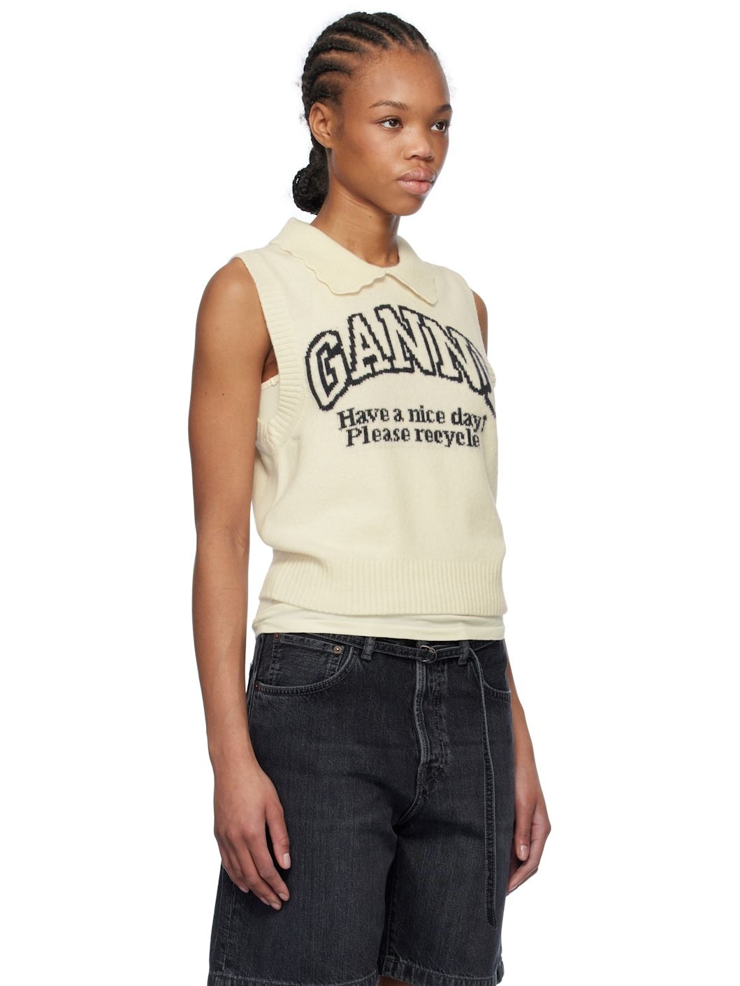 Off-White Graphic Wool Mix Collar Vest - 2