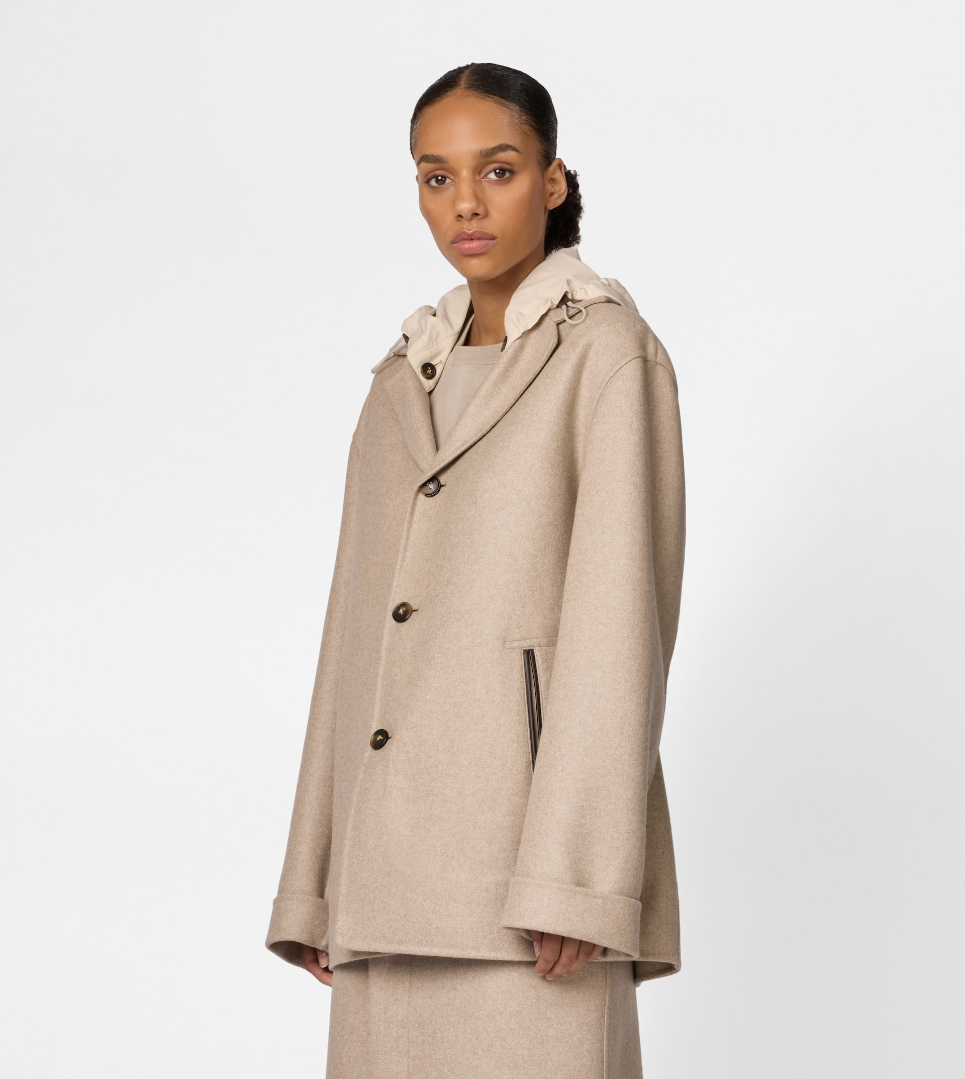 JACKET IN DOUBLE CASHMERE - BEIGE - 5