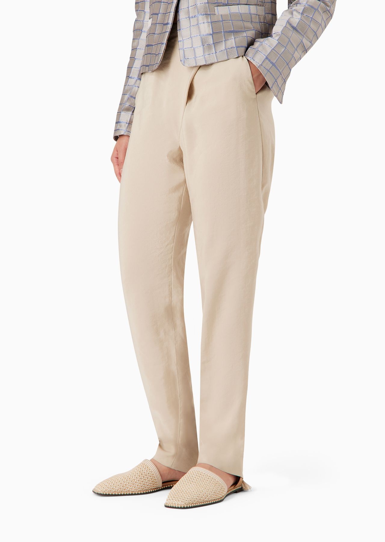Slim-fit trousers in a flowing, washed matte fabric - 2