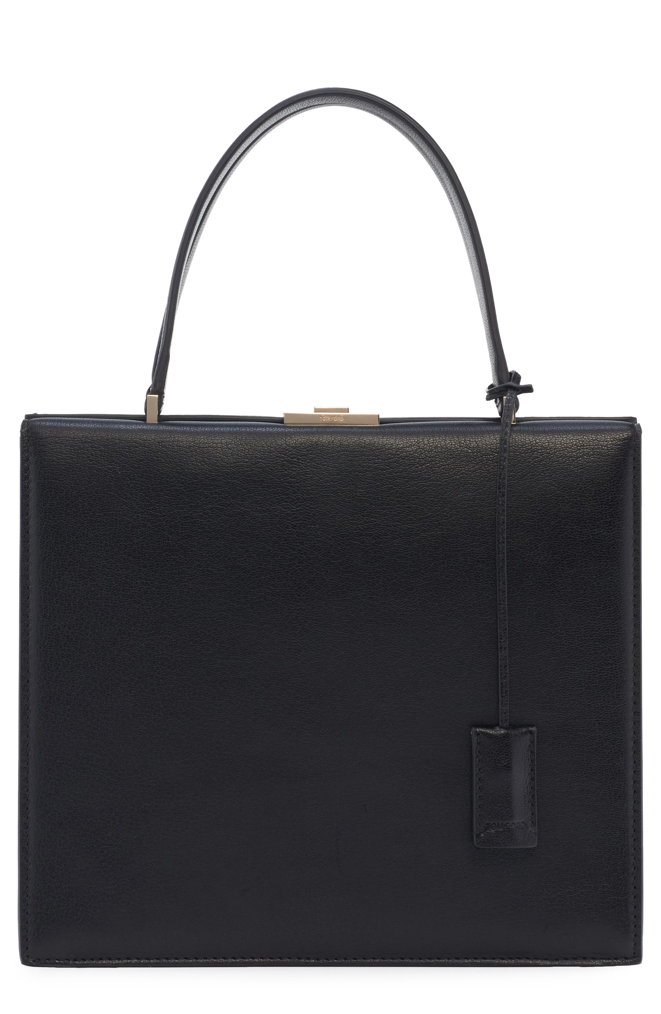 TOM FORD Grained Leather Top Handle Bag in 1N001 Black at Nordstrom - 1