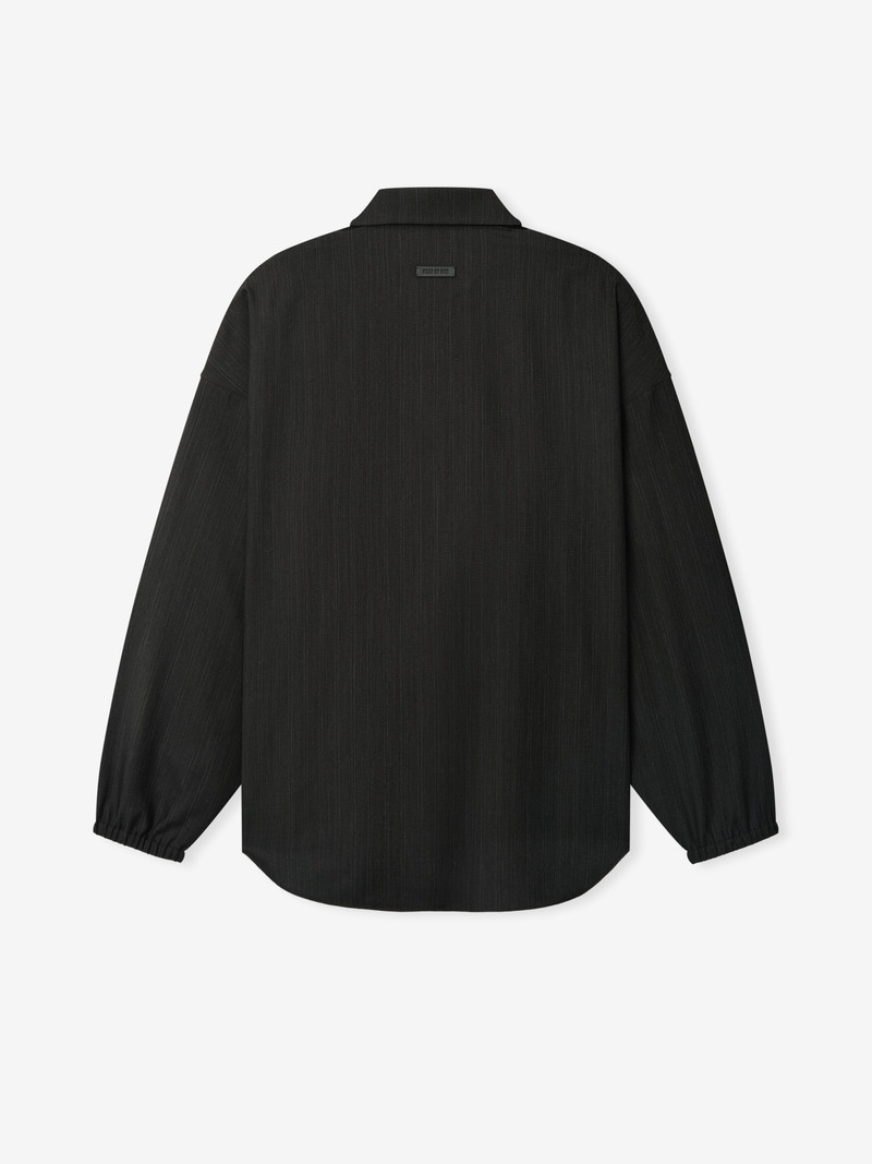 Black Striped Wool Elastic Cuff Shirt 4