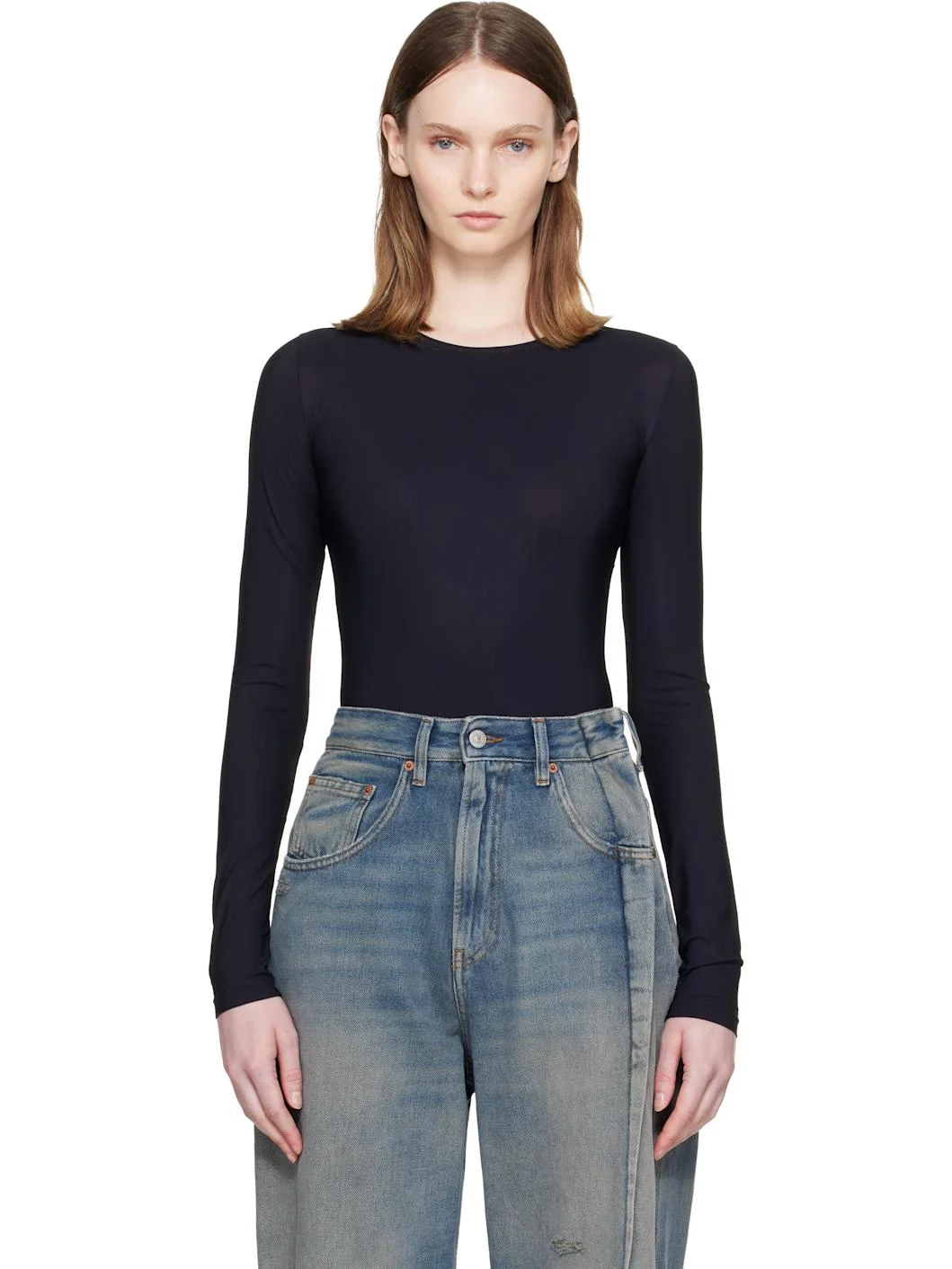 Black Technical Jersey Bodysuit - 1