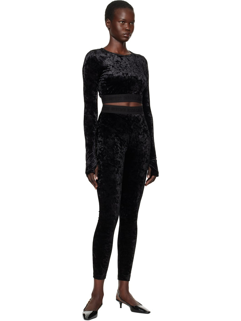 VERSACE JEANS COUTURE Black Velvet Crop T-shirt outlook
