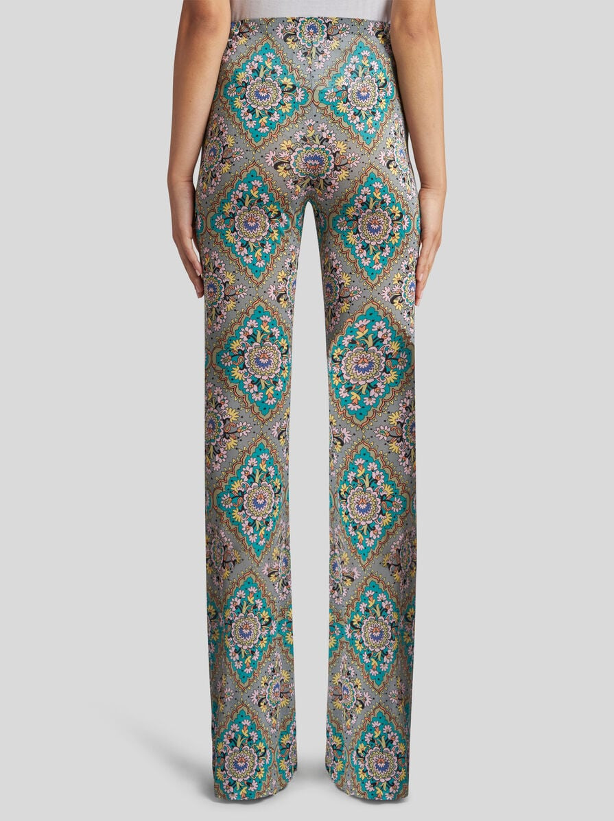 FLARED FLORAL MEDALLION TROUSERS - 5