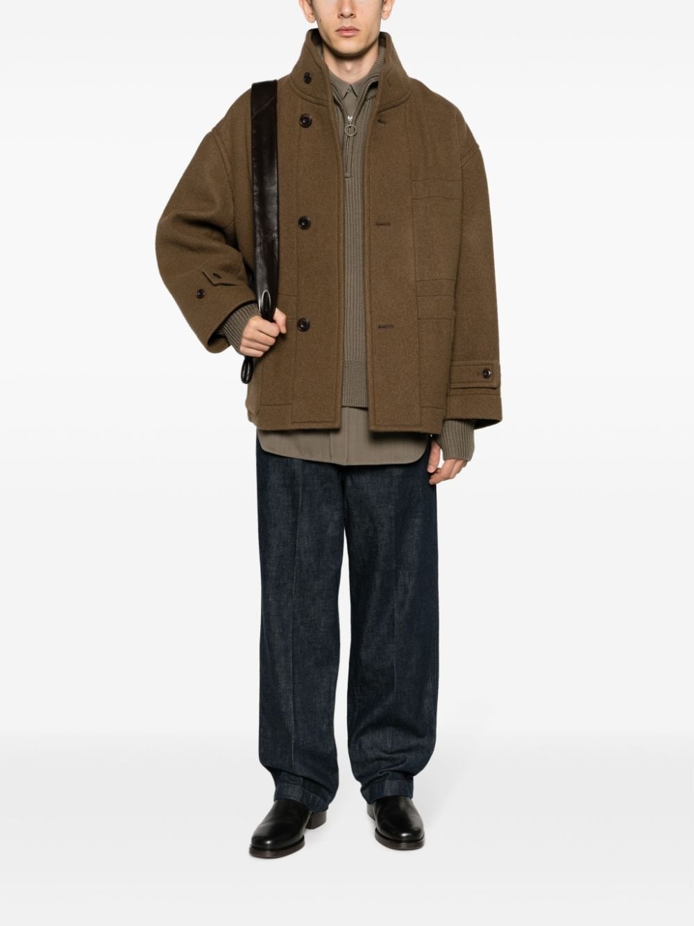 high-neck virgin-wool coat - 2