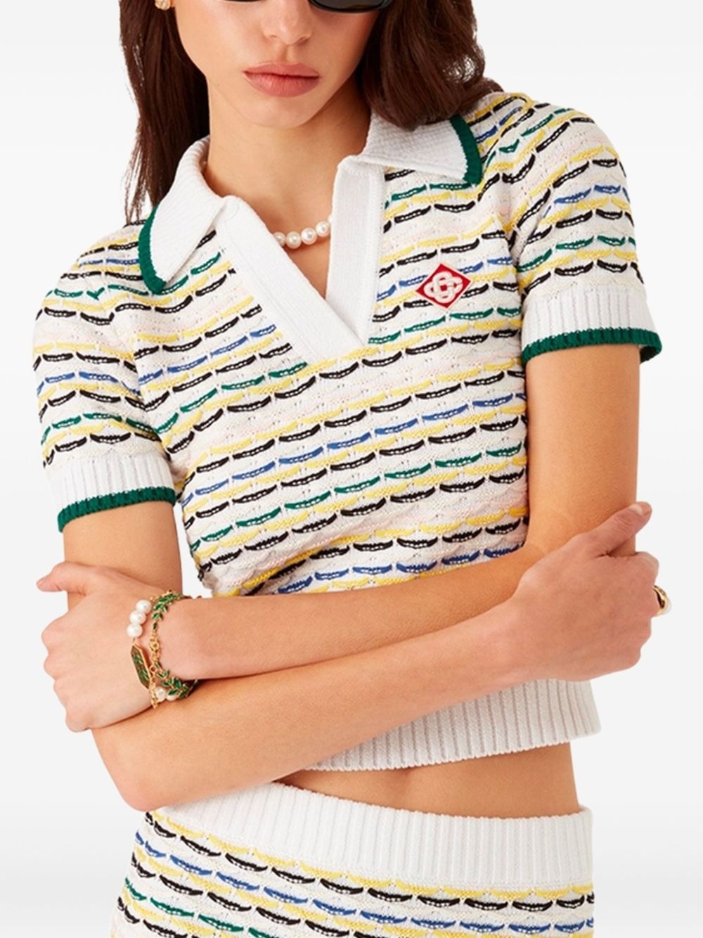 striped polo-neck top - 4
