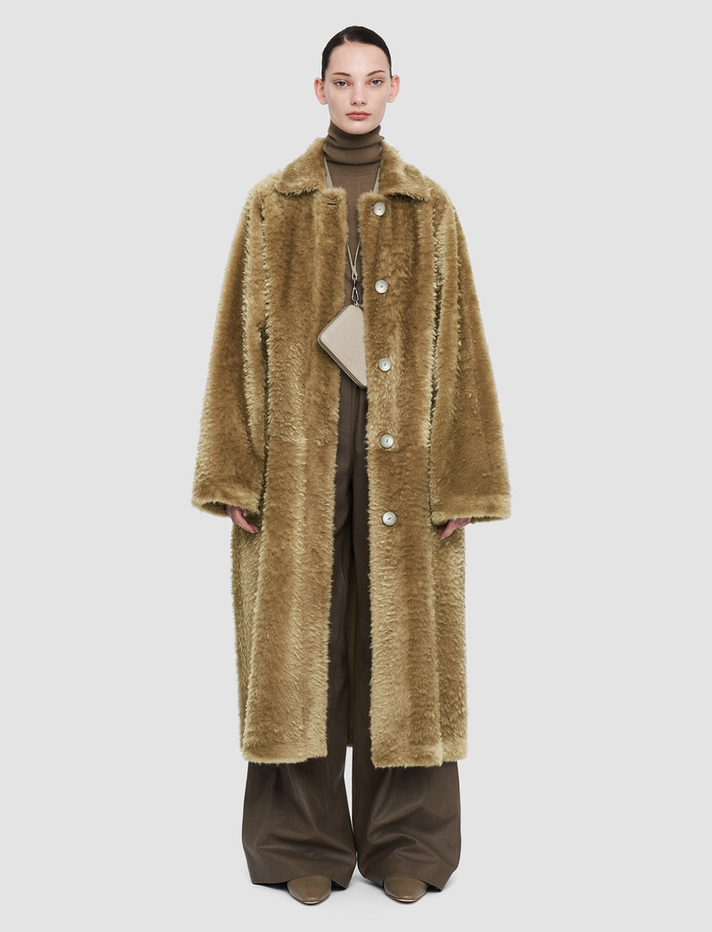 JOSEPH Textured Shearling Cail Coat outlook