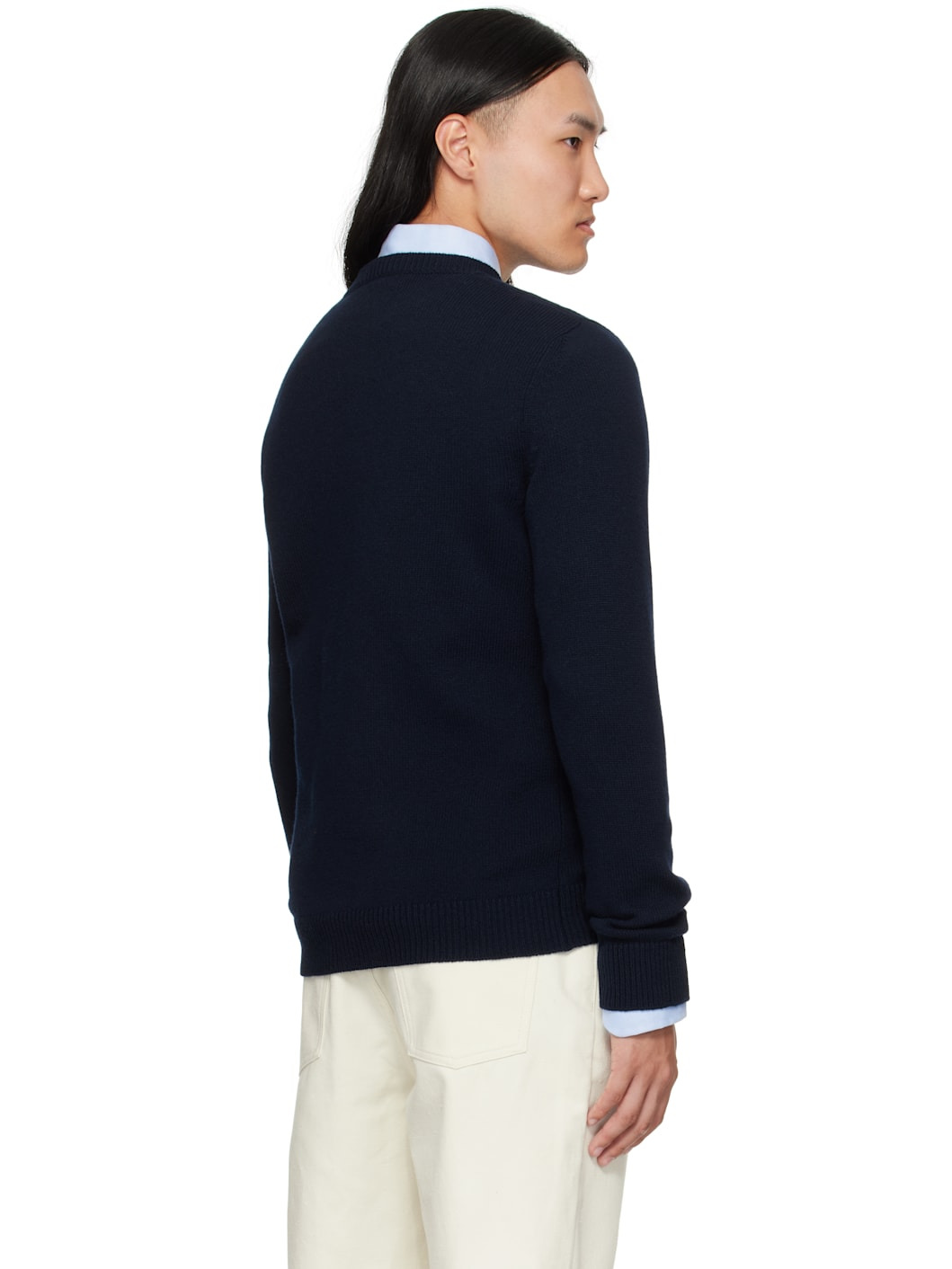 Navy Wool 'Chez Valentino' Sweater - 3