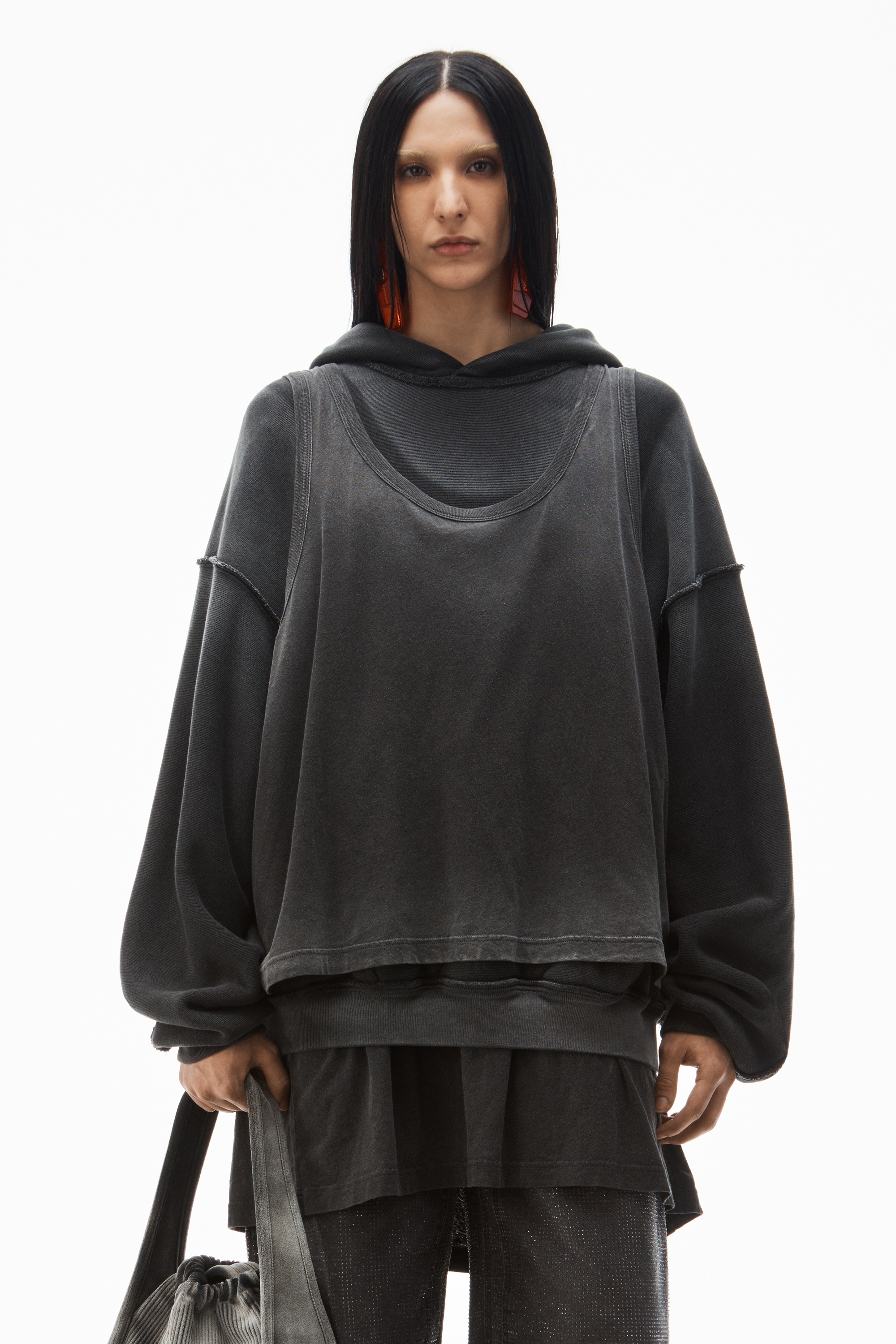 oversize triple-layer hoodie in cotton - 2