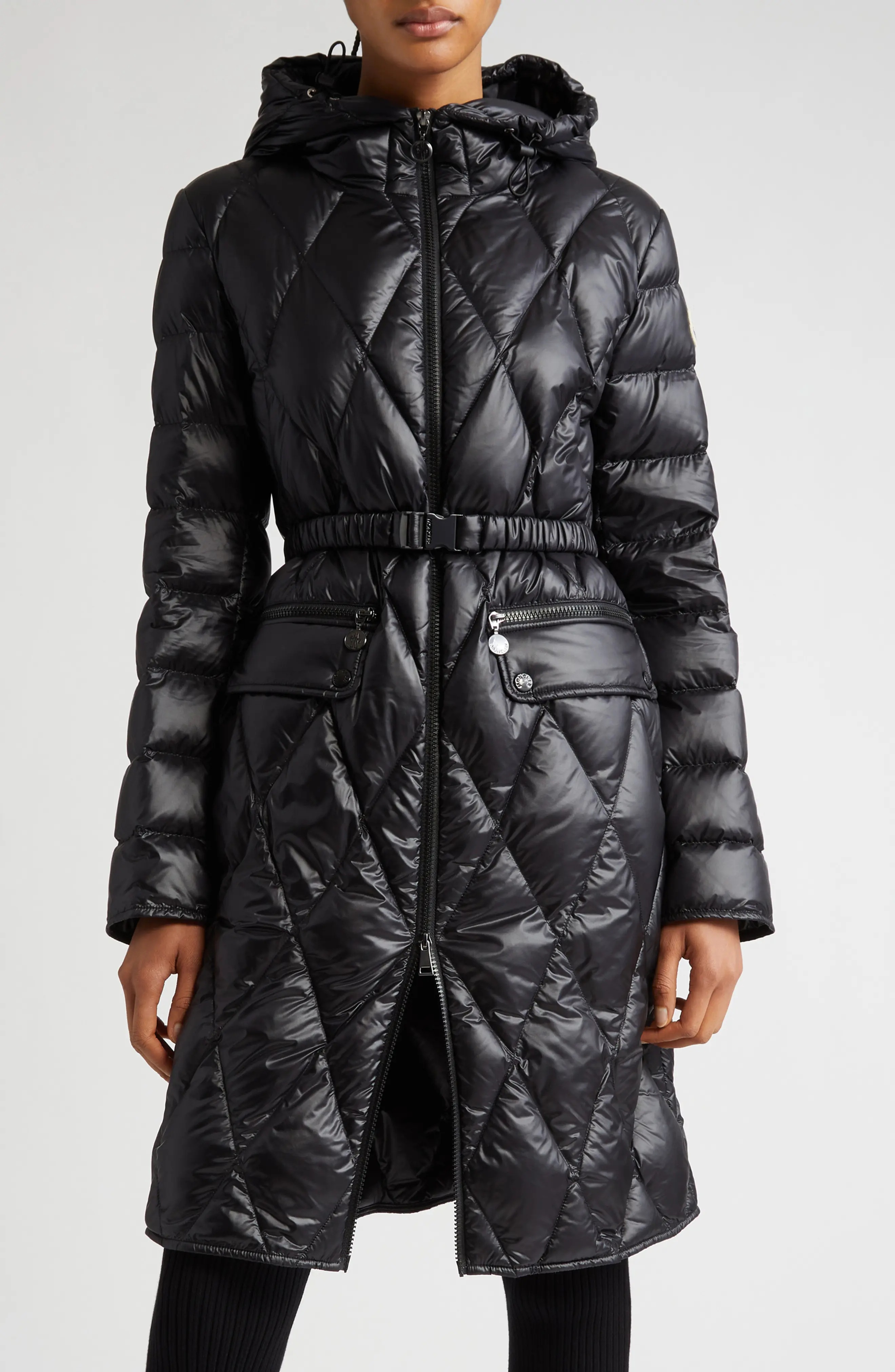 〈 MONCLER 〉Nylon Long Hooded Spring Coat Moncler Nylon hooded down jacket | The Fashion Square