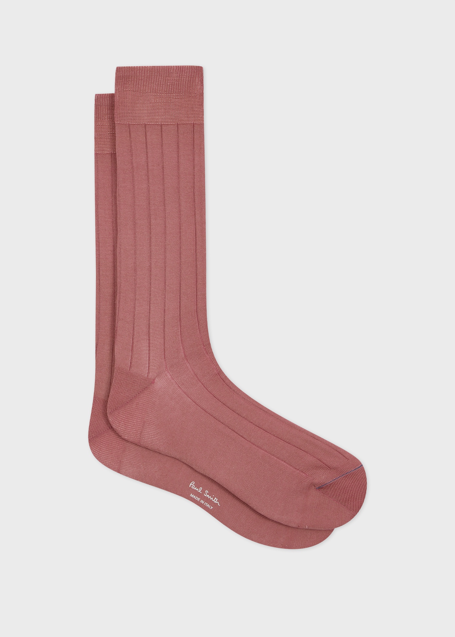 Dusky Pink Ribbed Cotton Socks - 1