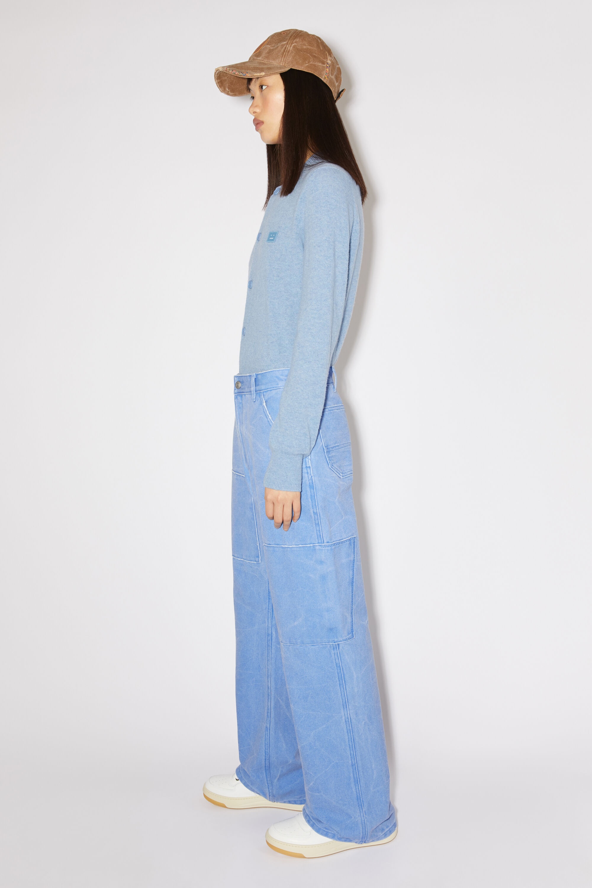 Patch canvas trousers - Powder blue - 4