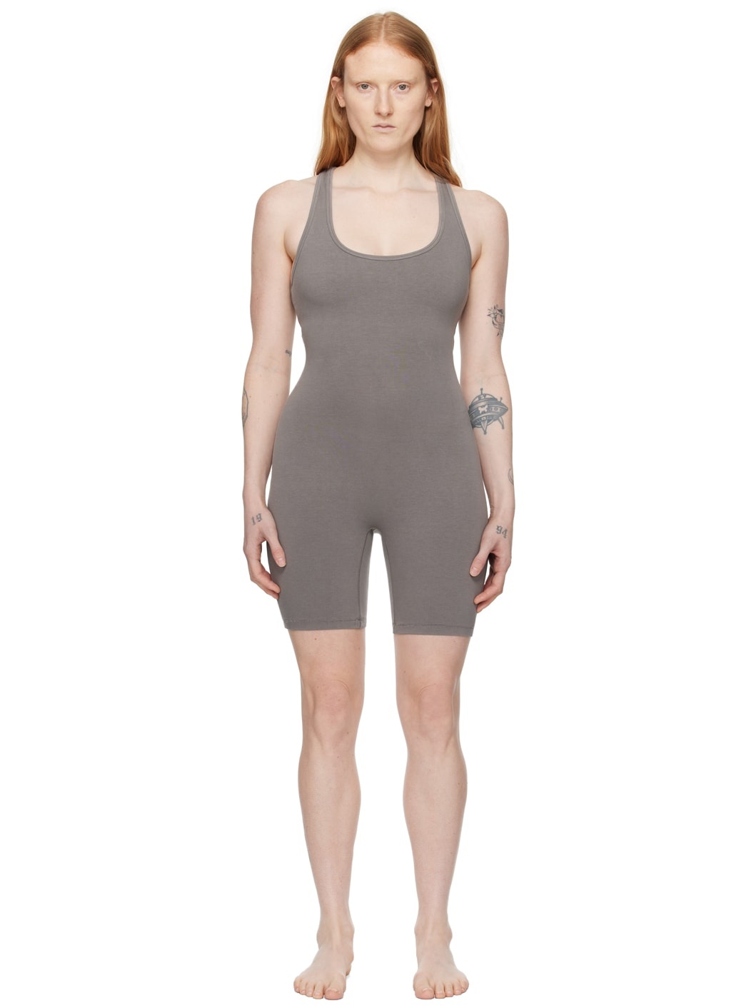 Gray Outdoor Mid Thigh Jumpsuit - 1