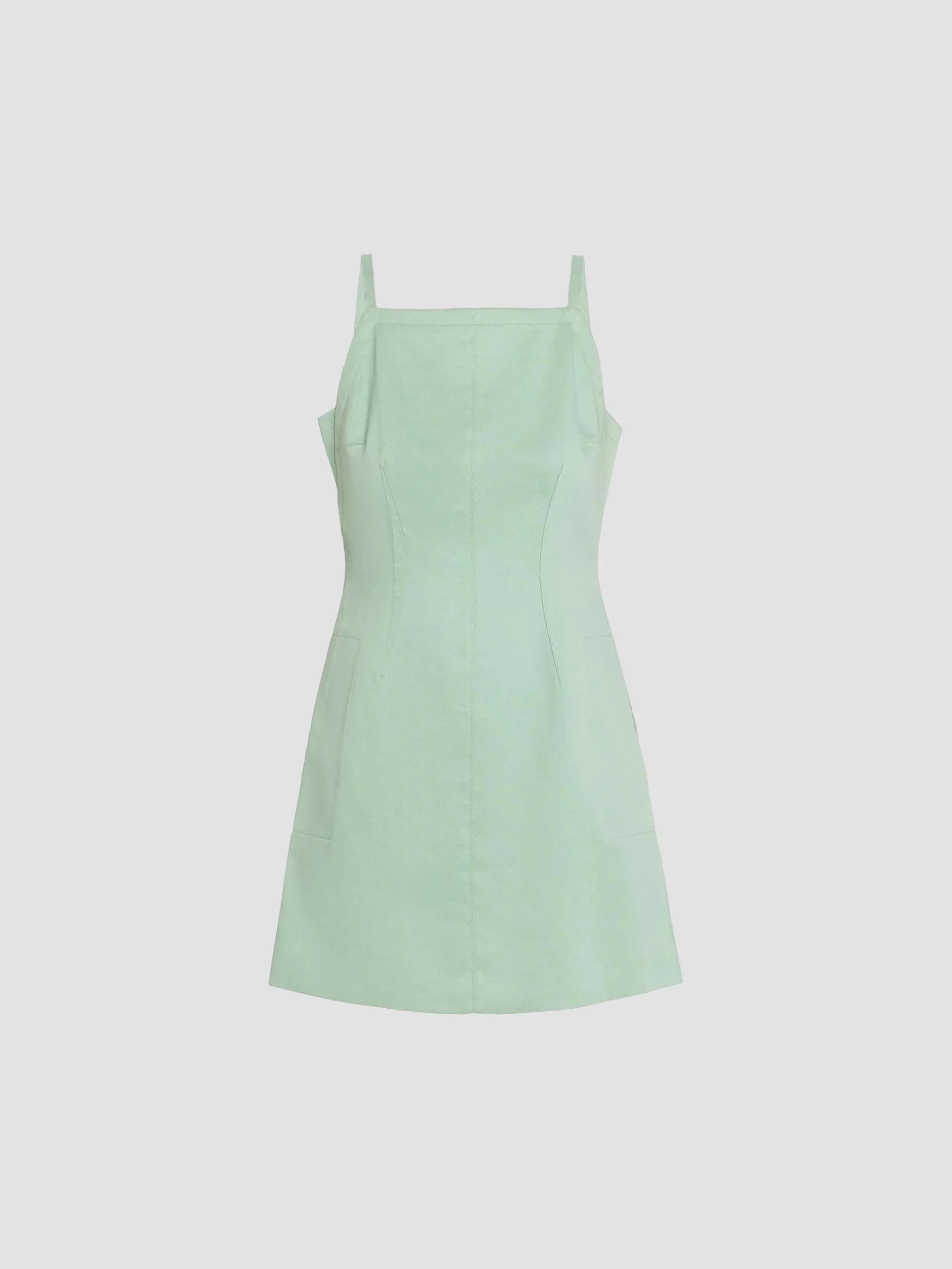 Women's Linen-Blend Sleeveless Mini Dress - Delicate Green - 1