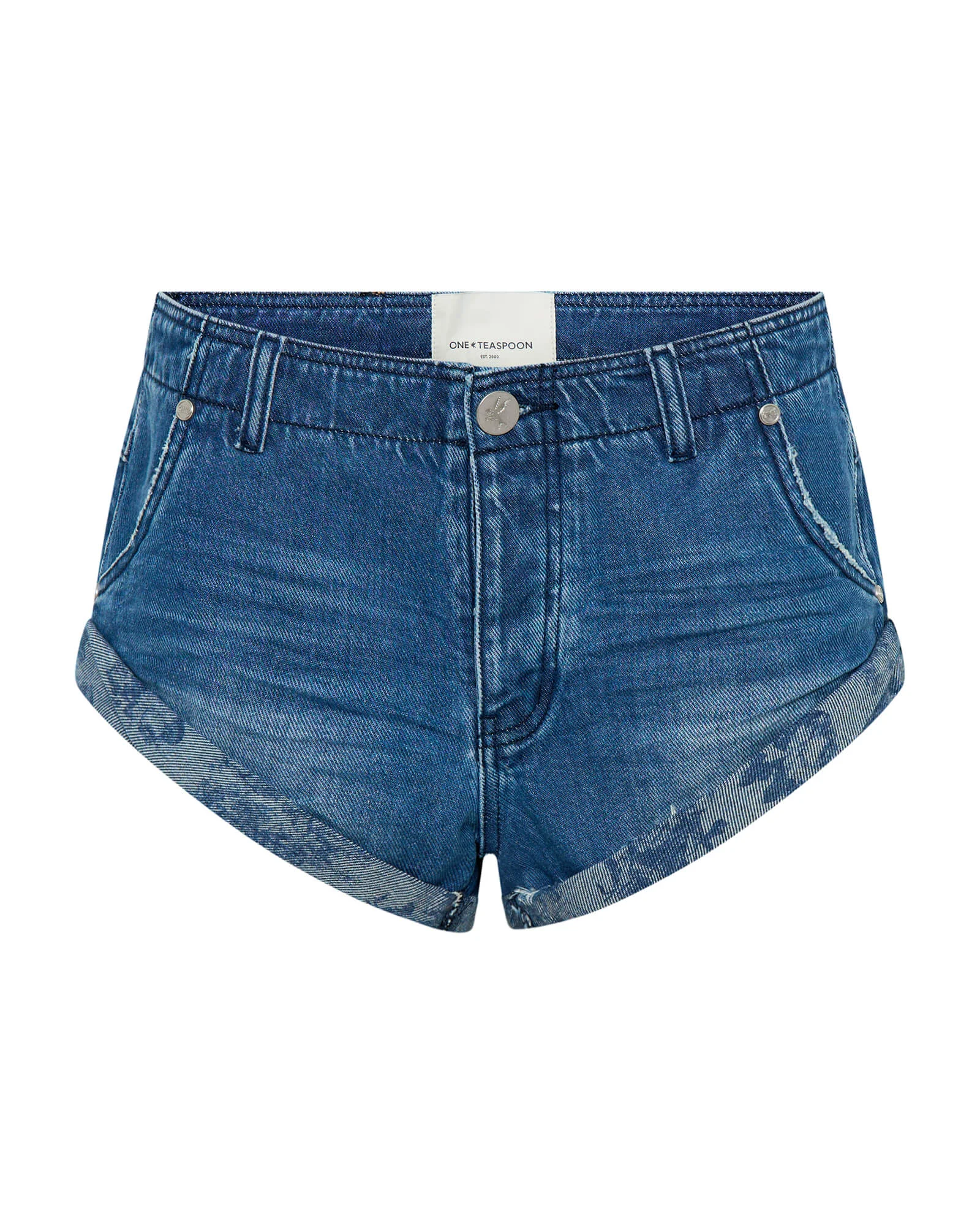 Sailors Low Waist Denim Shorts - Rosewood - 1