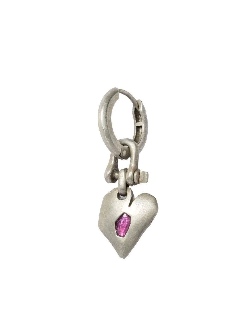 Jazz's Solid Heart sterling silver and ruby drop earring - 1