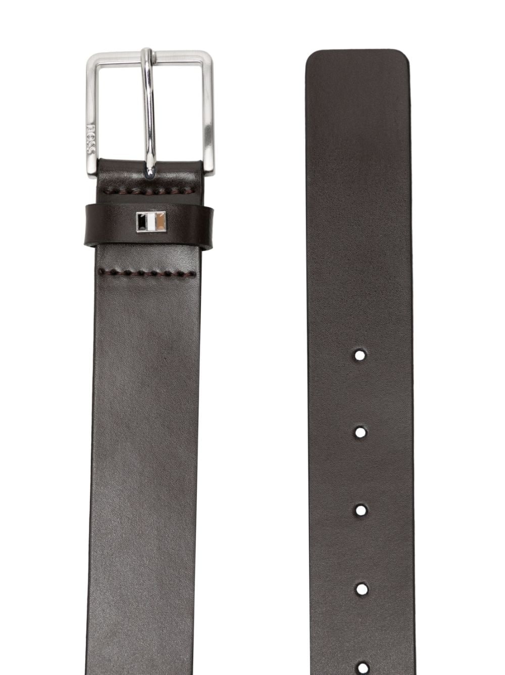 logo-engraved leather buckle belt - 2