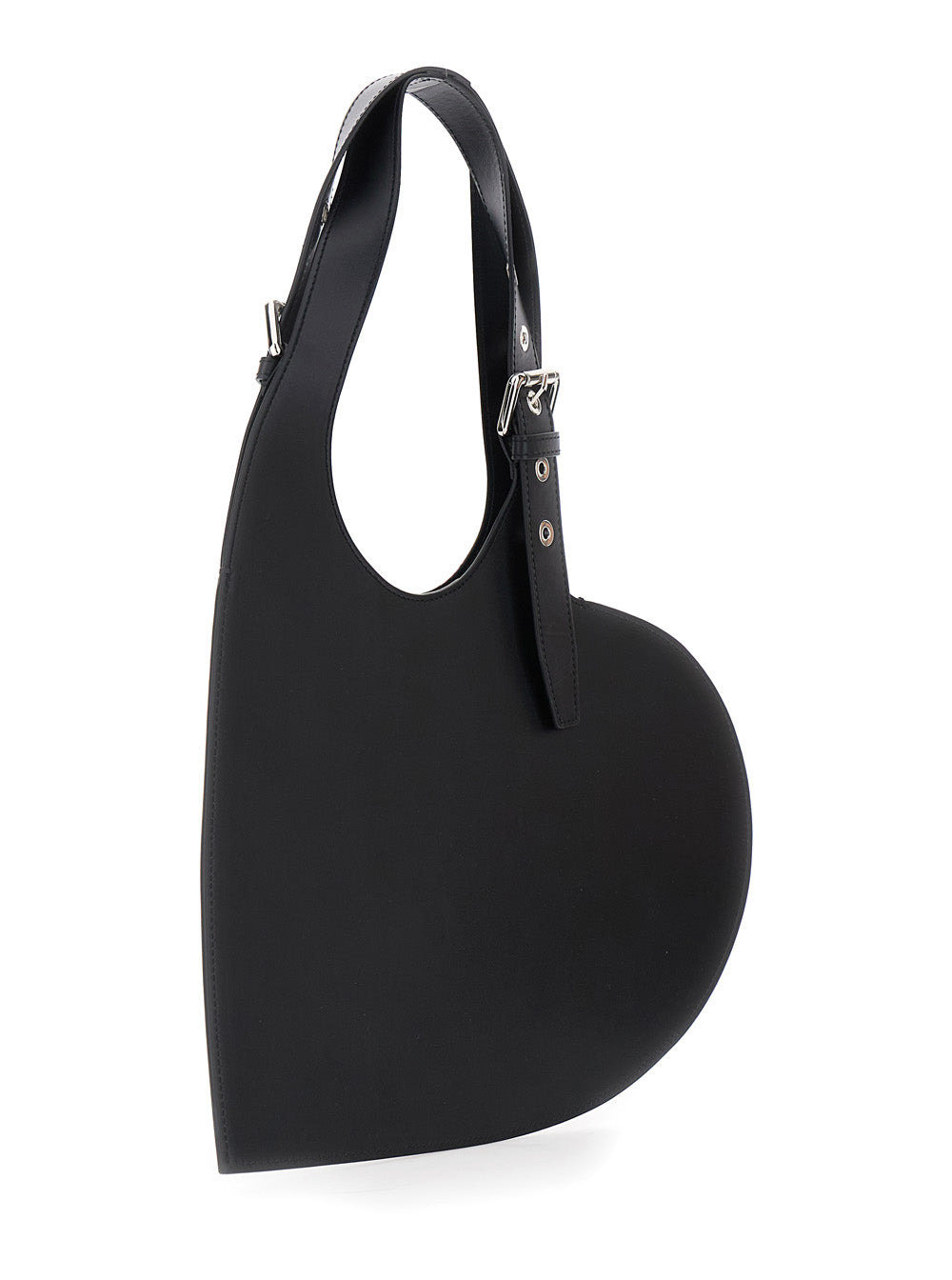 Coperni Women 'Belt Heart' Black Handbag With Heart Shaped Design And Adjustable Belted Handle In Le - 3
