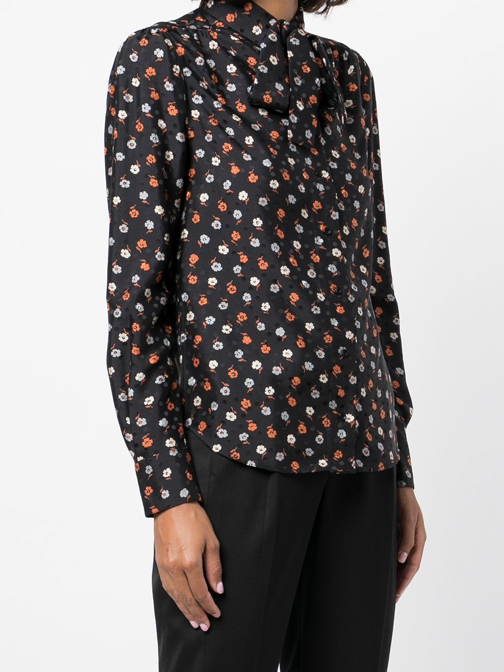 floral-print long-sleeve blouse - 3