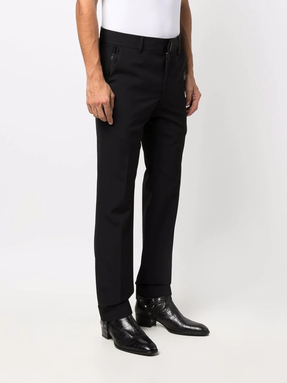 slim-fit tailored wool trousers - 4