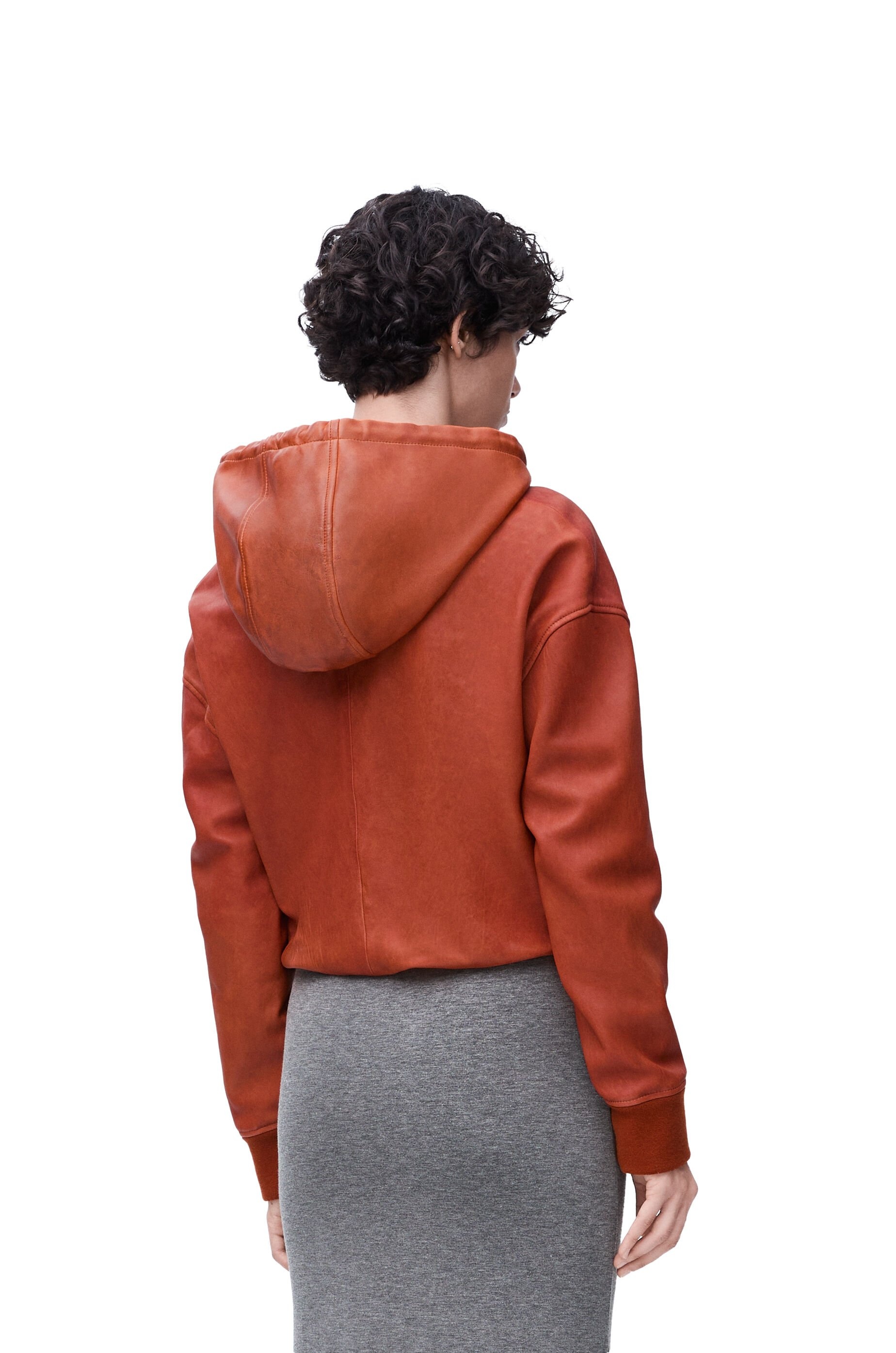 Draped hoodie in nappa lambskin - 4