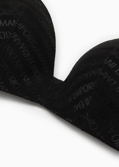 EMPORIO ARMANI ASV padded triangle bra in recycled bonded mesh with all-over logo lettering outlook