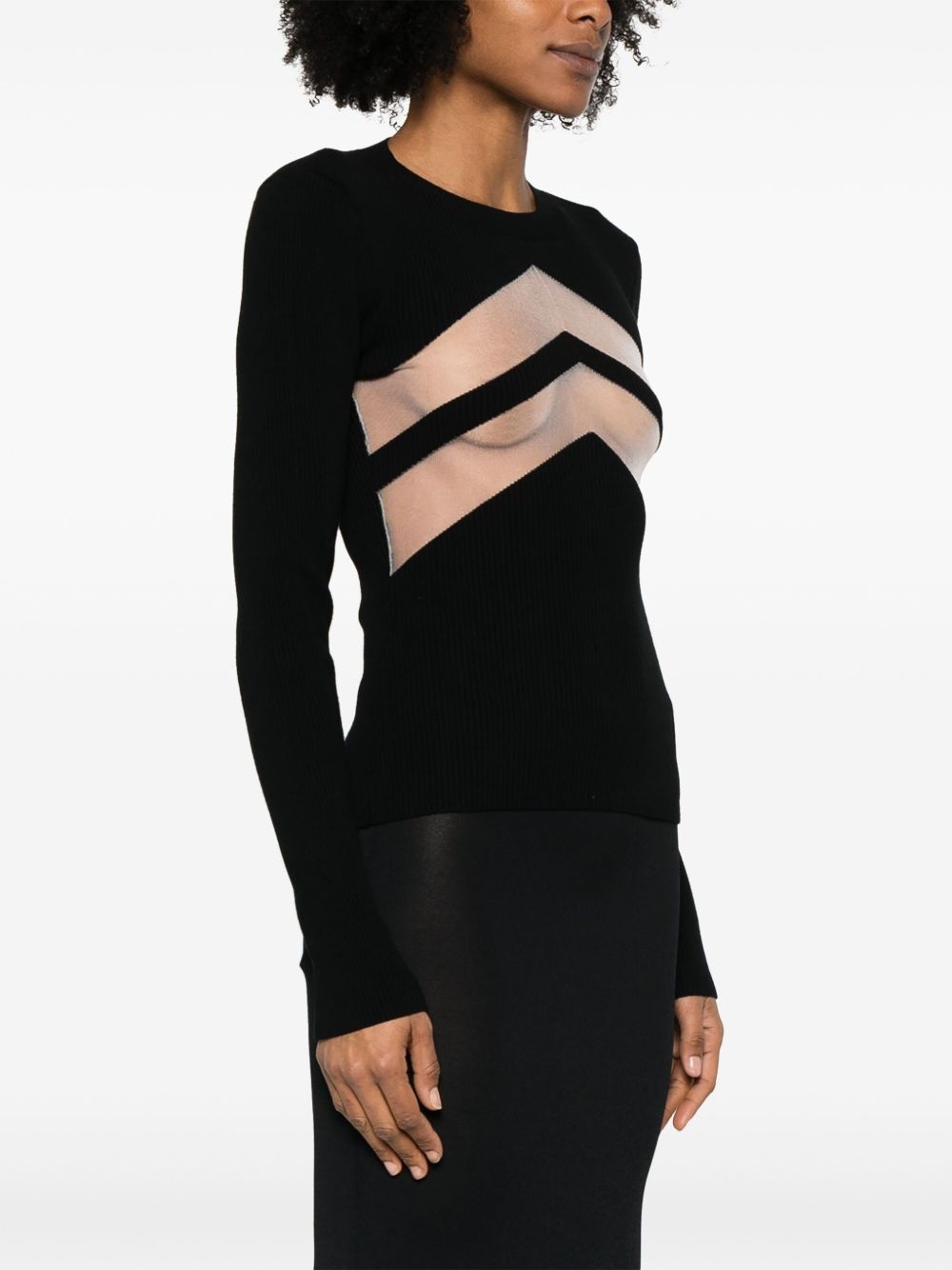 chevron-detail sweater - 3