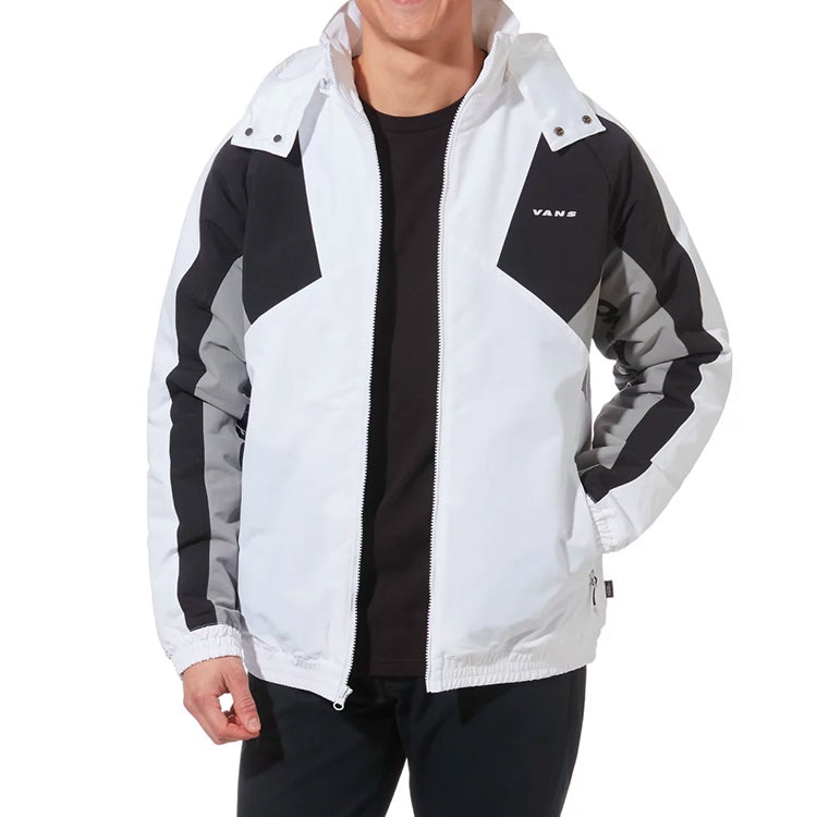 Men's Vans Contrast Color Stitching hooded Athleisure Casual Sports Jacket White VN0A49K2YB2 - 3