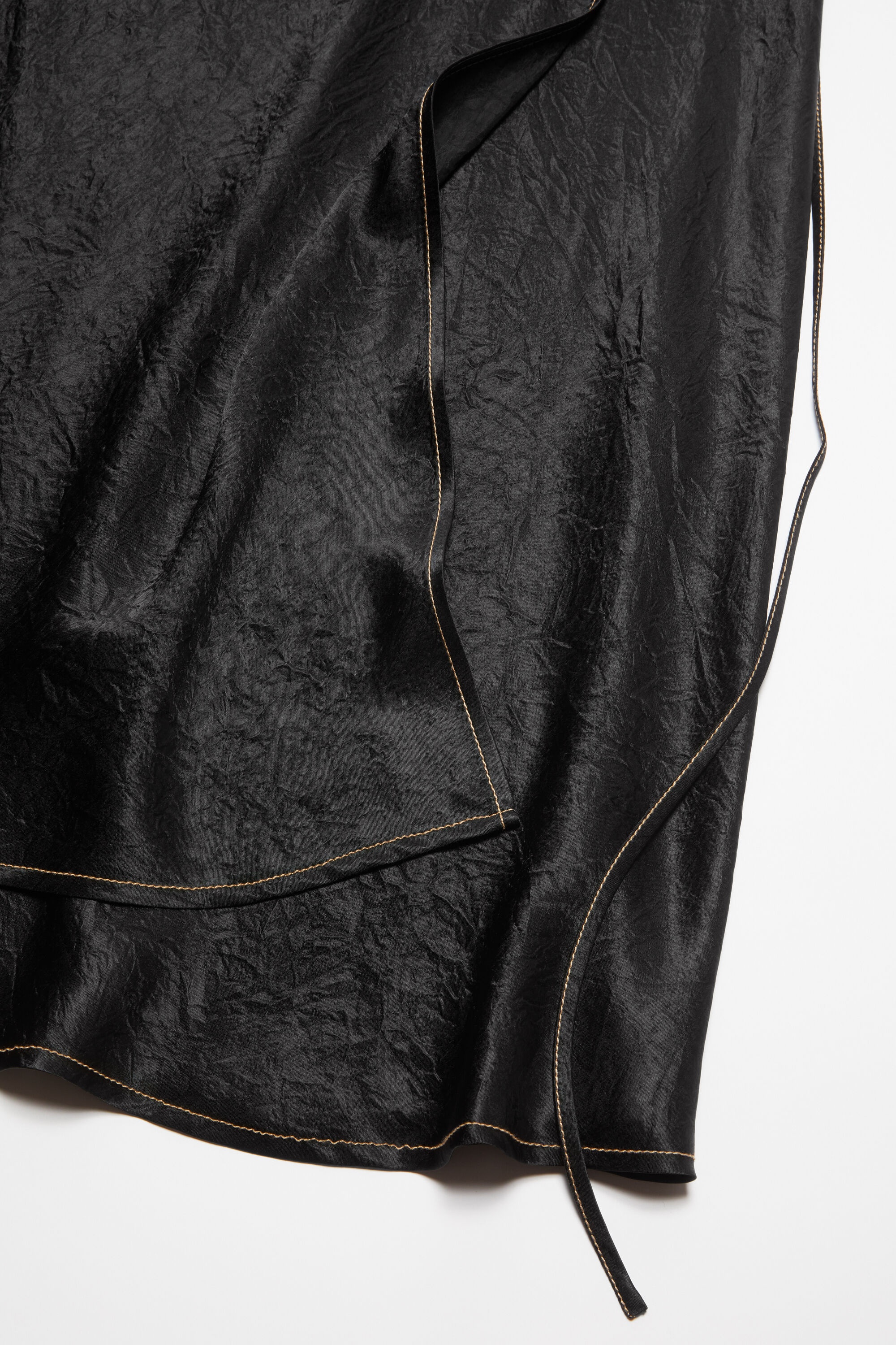 Satin wrap skirt - Black - 5