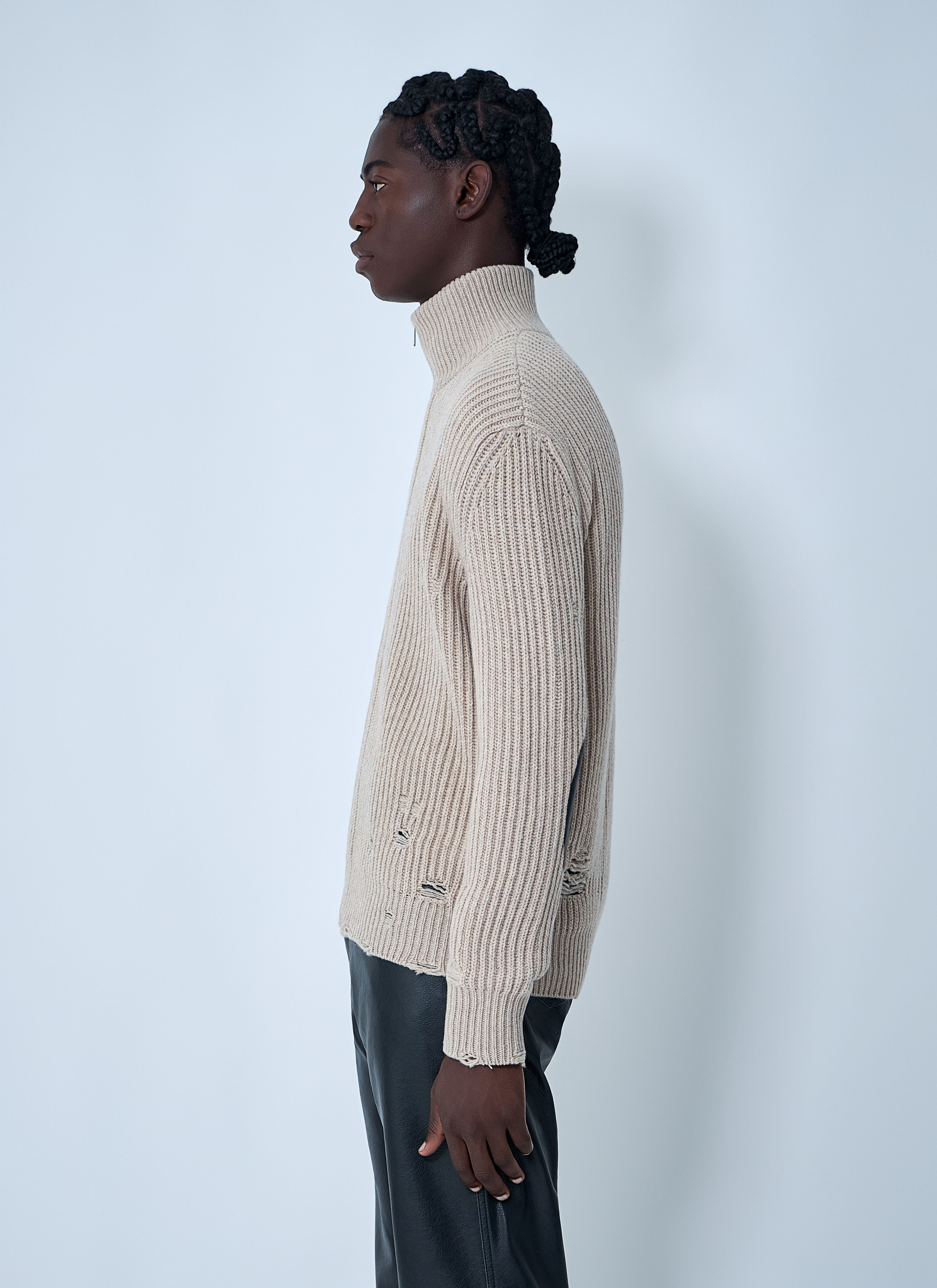 Distressed Zip-Up Cardigan - 3