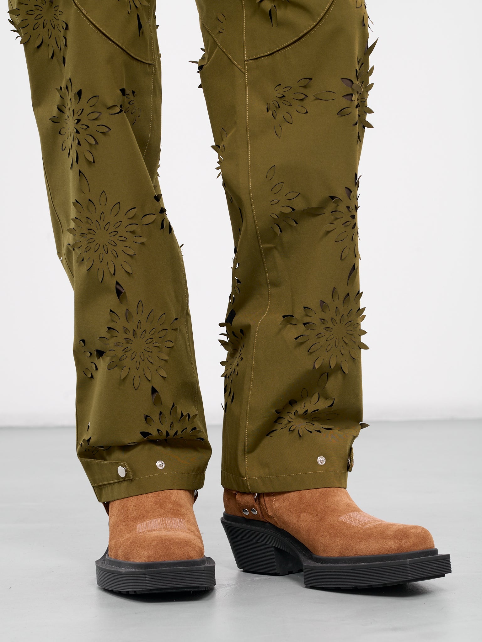 Laser-Slashed Flower Trousers - 4