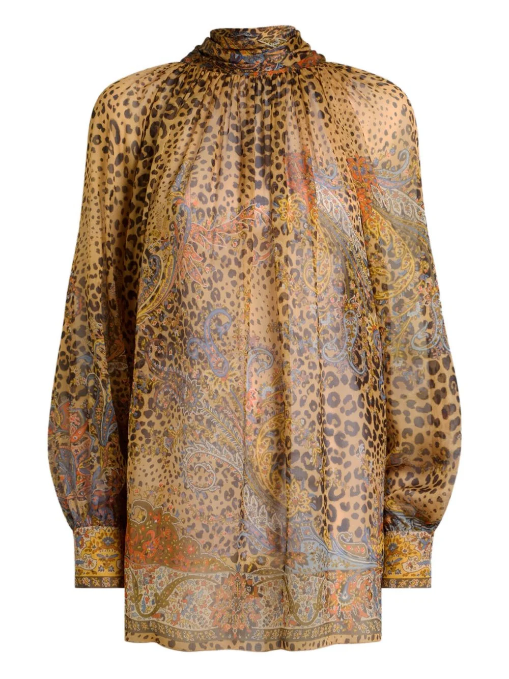paisley animal-print silk top - 1